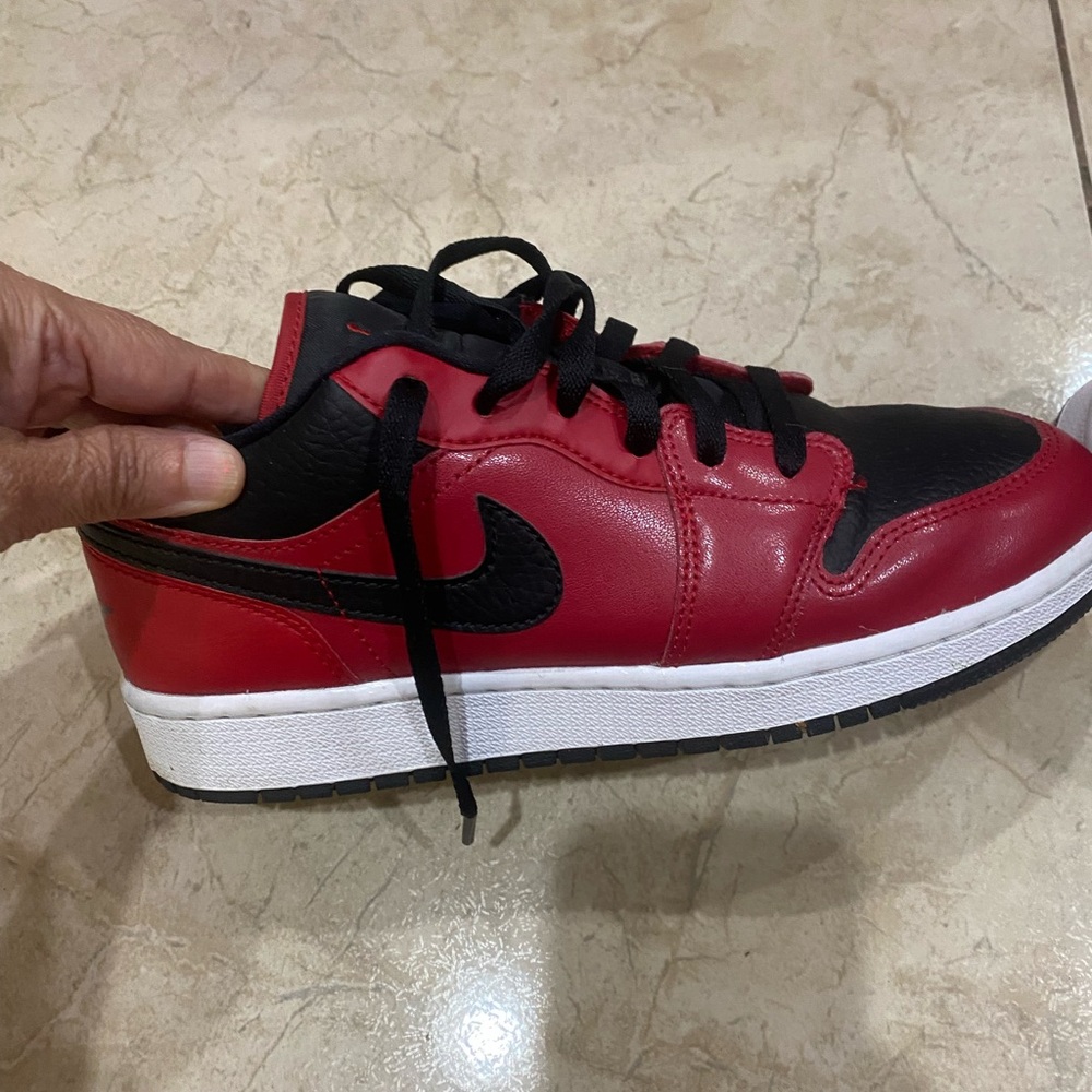 Jordan 1 lows -Kids Red and Black Sneakers - Picture 2 of 7